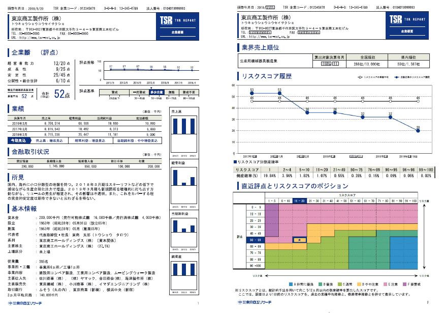 『TSR REPORT』見本サンプル